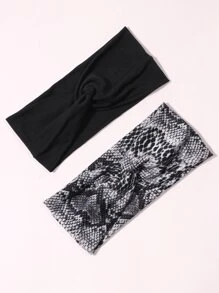 2pcs Snakeskin Pattern Headband - Multicolor - View 2