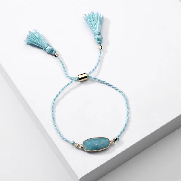

Tassel Decor Braided Bracelet, Blue