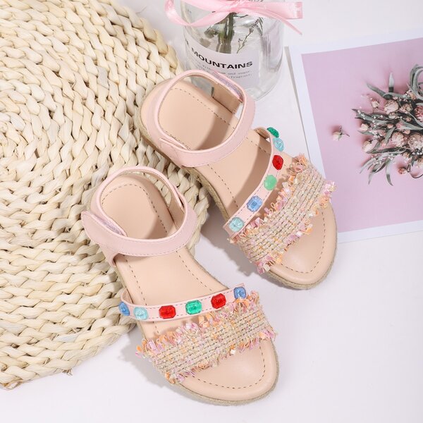 

Toddler Girls Velcro Strap Espadrille Sandals, Pink