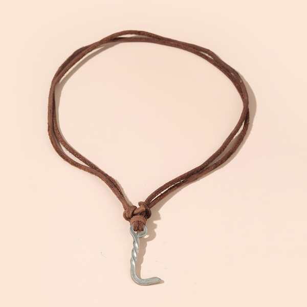 

Men Metal Decor Necklace, Brown