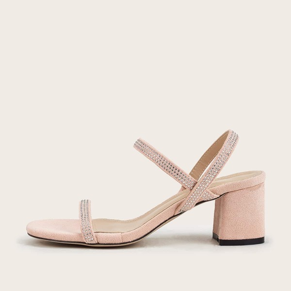 

Open Toe Rhinestone Detail Sandals, Pink