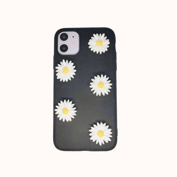 

1pc Daisy Decor iPhone Case, Black