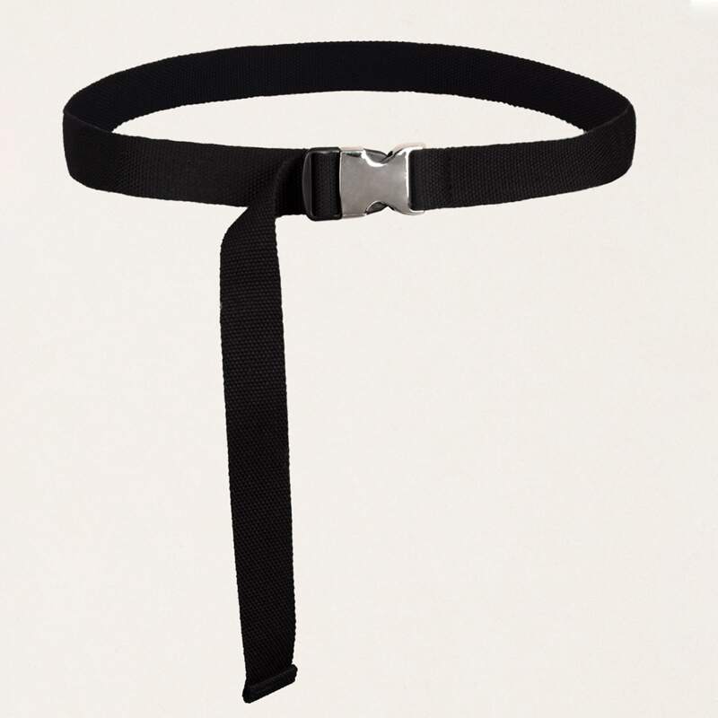 

Metal Buckle Tape Belt, Black