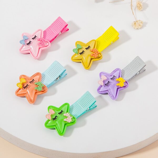 

5pcs Toddler Girls Star Decor Hair Clip, Multicolor