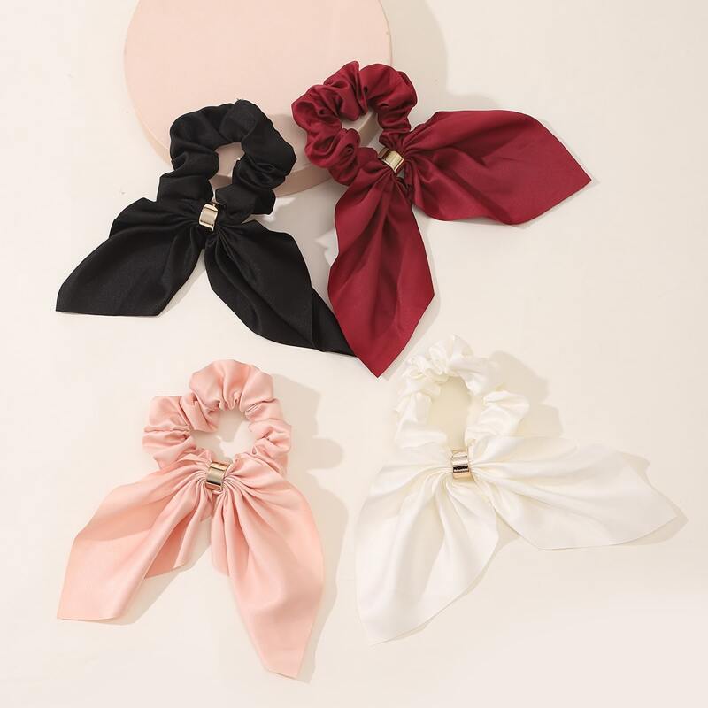 

4pcs Bow Knot Decor Scrunchie, Multicolor