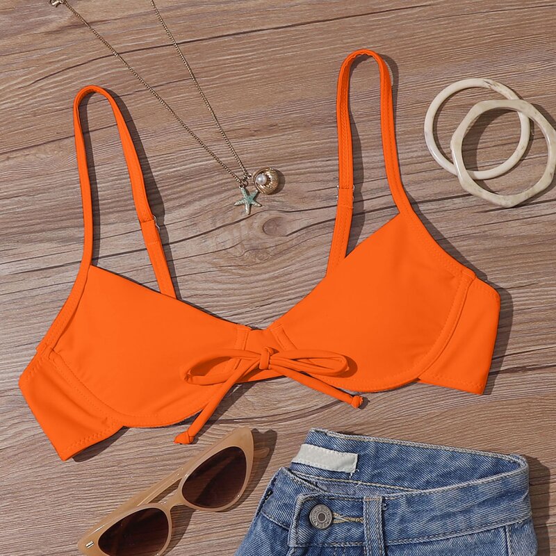 

Tie Front Underwire Bikini Top, Orange bright