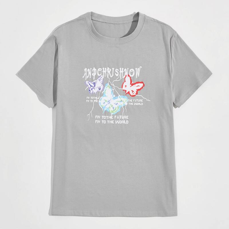 

Guys Butterfly Graphic Tee, Light grey