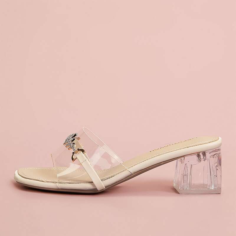 

Rhinestone Clear Heeled Mules
