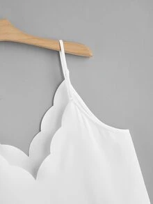 SHEIN 大碼前紐扣貝殼邊吊帶上衣 - 白色 - 查看 4