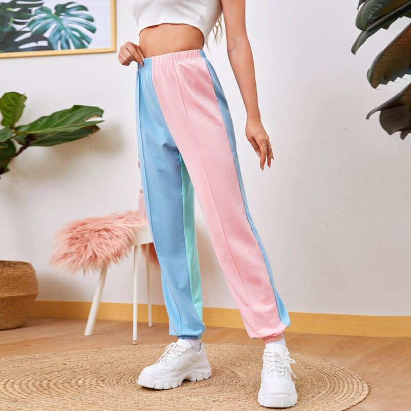

Colorblock Seam Detailing High-Rise Joggers, Multicolor