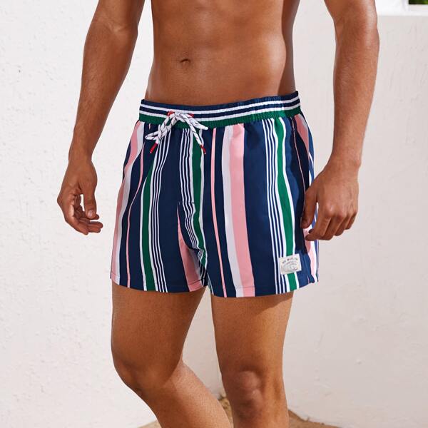 

Men Multi-stripe Swim Trunks, Multicolor