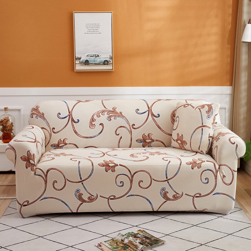 

Leaf Print Sofa Cover Without Cushion, Multicolor