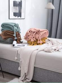 1 pieza manta con fleco unicolor - Multicolor - Ver 1