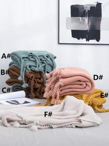 1 pieza manta con fleco unicolor - Multicolor - Ver 2