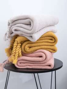 1 pieza manta con fleco unicolor - Multicolor - Ver 3