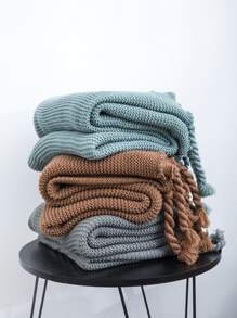 1 pieza manta con fleco unicolor - Multicolor - Ver 5