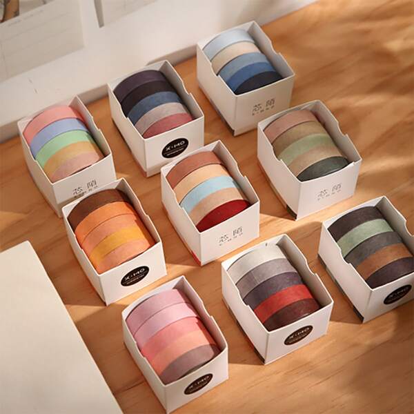 

1roll Solid Random Decorative Tape, Multicolor