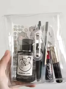 1pc Random Clear Stationery Storage Bag - Clear - View 4