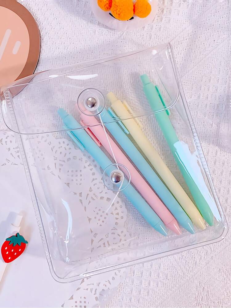 1 pieza bolsa de almacenamiento transparente de papelería al azar - transparente - Añade 5