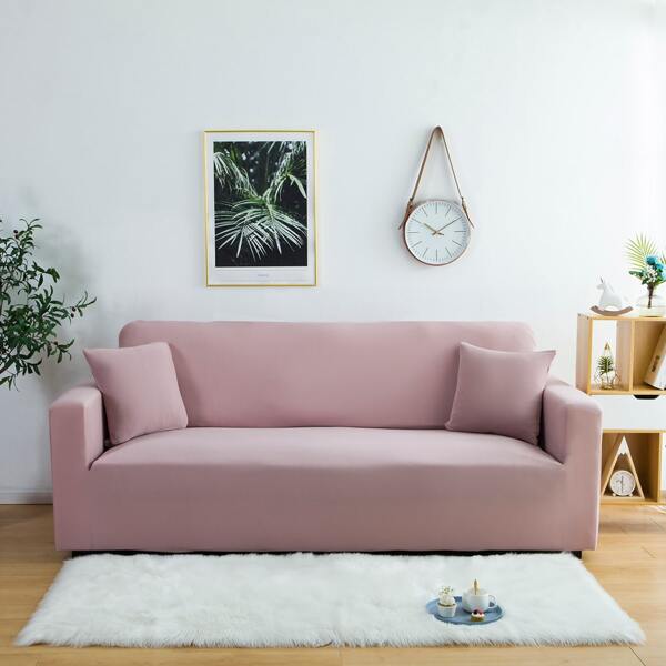 

Solid Sofa Cover Without Cushion, Baby pink