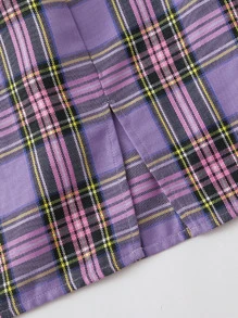 SHEIN 開衩下擺格紋半身裙 - 紫丁香色 - 查看 5