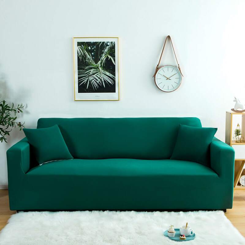 

Solid Sofa Cover Without Cushion, Dark green