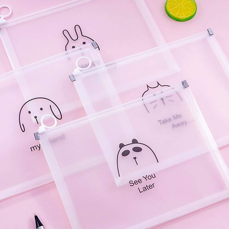 

1pc Cartoon Graphic Random File Pocket, Clear
