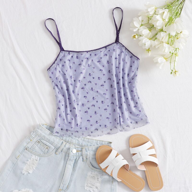 

Ditsy Floral Crop Cami, Lilac purple