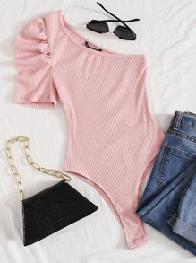 SHEIN Privé Body de manga farol con un hombro - Rosa Pálido - Ver 1