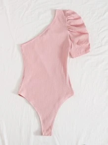 SHEIN Privé Body de manga farol con un hombro - Rosa Pálido - Ver 2