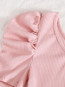 SHEIN Privé Body de manga farol con un hombro - Rosa Pálido - Ver 5