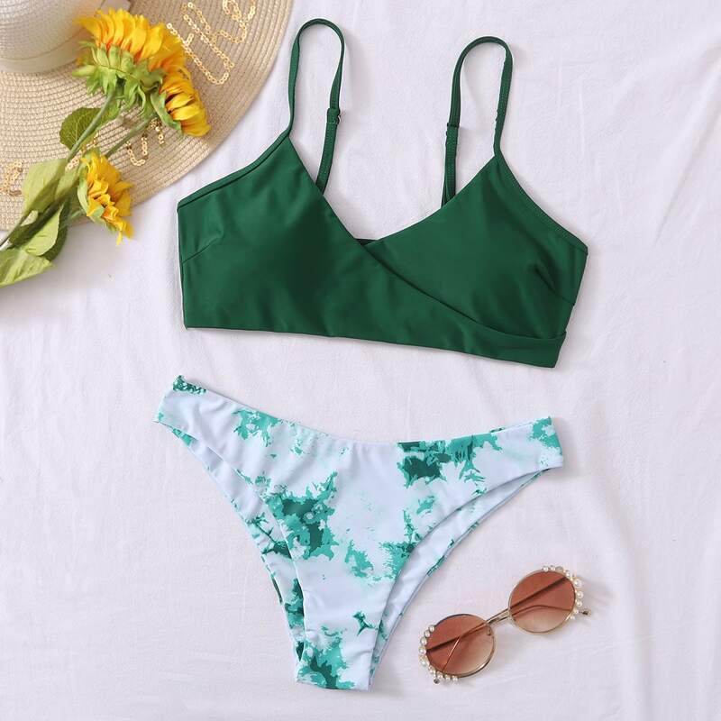 

Tie Dye Wrap Cami Bikini Swimsuit, Multicolor