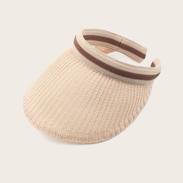 

Striped Pattern Woven Visor Hat, Baby pink