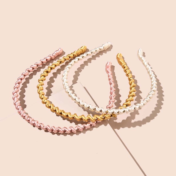 

3pcs Braided Hair Hoop, Multicolor