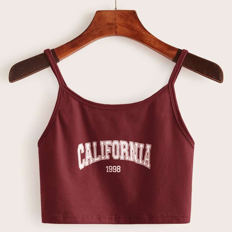 

Letter Graphic Crop Cami, Burgundy