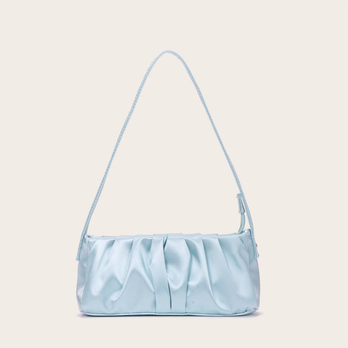 

Minimalist Ruched Baguette Bag, Blue