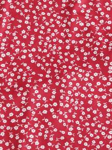Soleia Self Tie Ditsy Floral Halter Top - Red - View 4