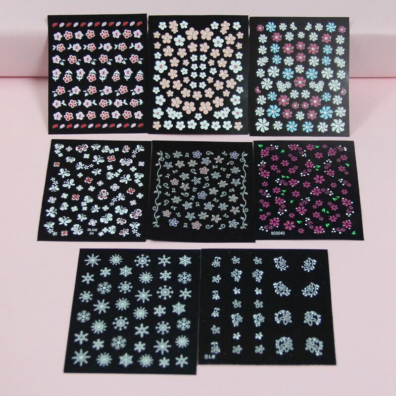 

8 Sheets Flower Nail Sticker, Multicolor