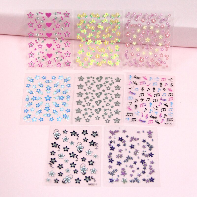 

8 Sheets Mix Pattern Nail Sticker, Multicolor