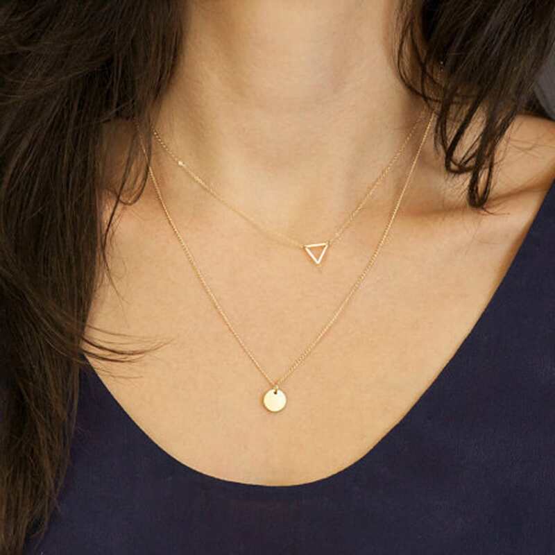 

Geo Layered Chain Necklace, Gold