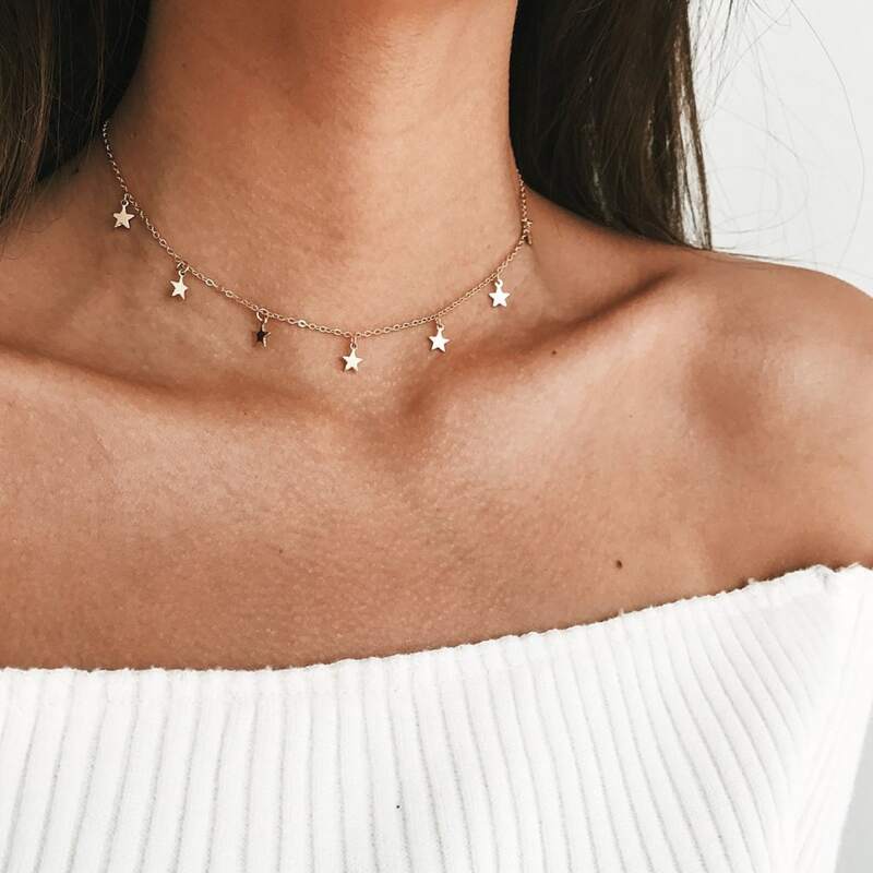 

Star Chain Choker, Gold
