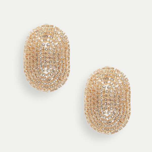 

Rhinestone Geometric Stud Earrings, Gold