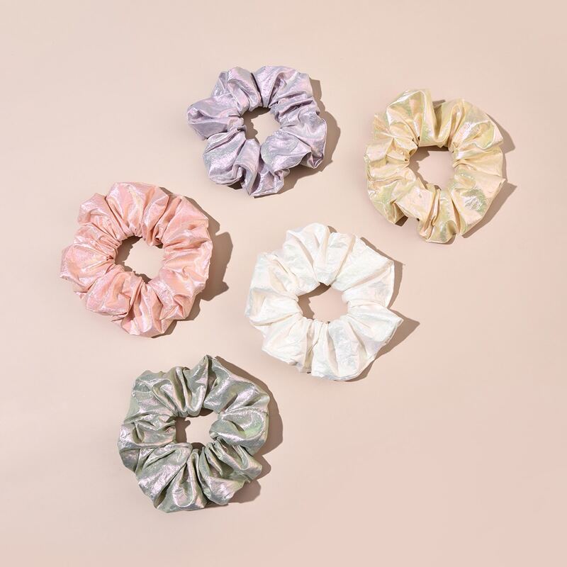 

5pcs Metallic Scrunchie, Multicolor