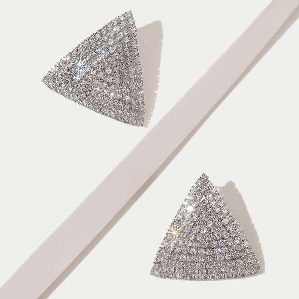

Rhinestone Geometric Stud Earrings, Silver