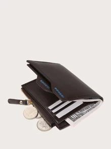 Men Letter Graphic Purse With Card Holder - Brown - View 1