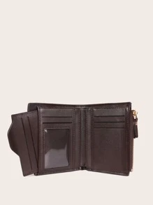 Men Letter Graphic Purse With Card Holder - Brown - View 2