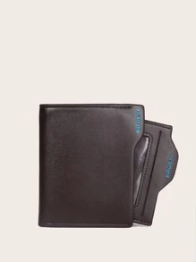 Men Letter Graphic Purse With Card Holder - Brown - View 4