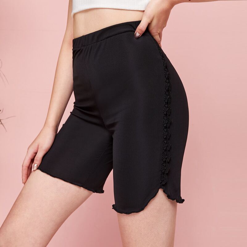 

Lace Trim Black Shorts