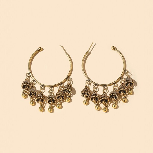 

Round Ball Tassel Drop Earrings, Gold