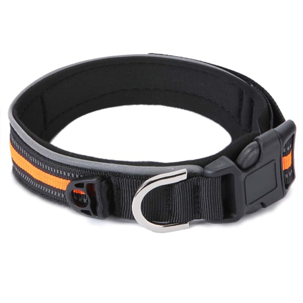 

1pc Dog Reflective Release Buckle Collar, Orange